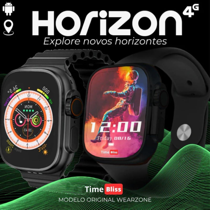 Smartwatch Horizon 4G Android -2 Pulseiras, GPS, 4G e celular de Pulso