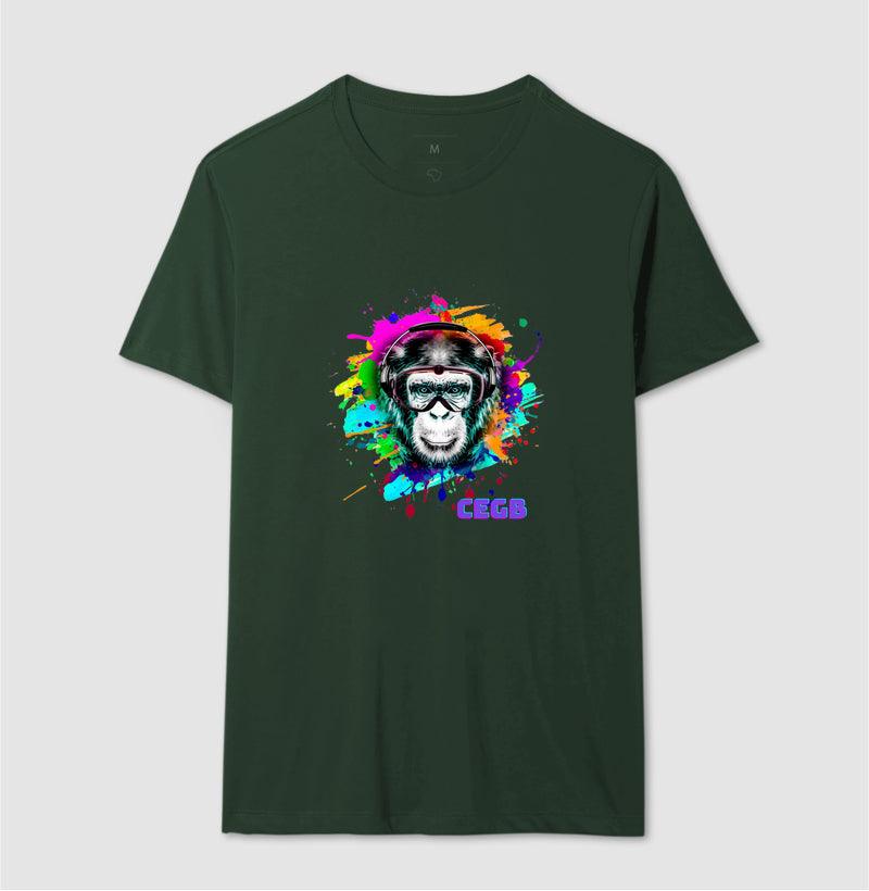 Camiseta básica monkey aquarela