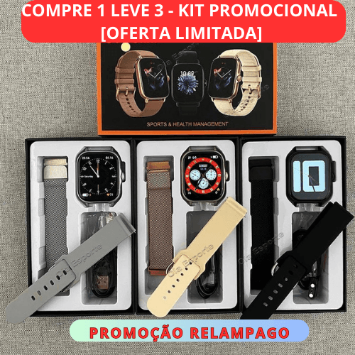 Compre 1 leve 3 - Kit Relógio Inteligente GT3 fitness