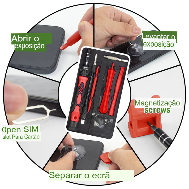 Kit de Ferramentas Multifuncional Magnetic Precision Screwdriver Set - 115 em 1 para Reparos de Computadores, Laptops, Telefones e MacBooks