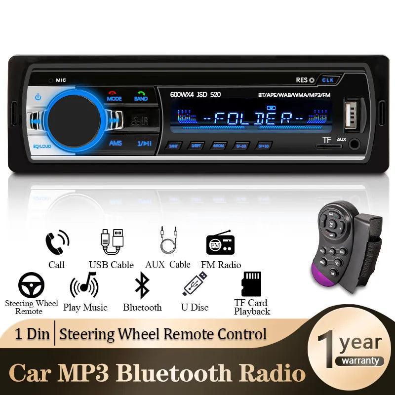 Rádio do carro 1 din estéreo player digital bluetooth carro mp3 player 60wx4 fm rádio estéreo áudio música usb/sd com entrada aux no painel - Carlos Ofertas