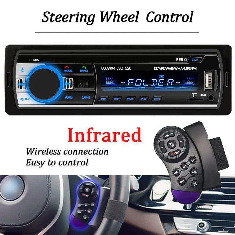 Rádio do carro 1 din estéreo player digital bluetooth carro mp3 player 60wx4 fm rádio estéreo áudio música usb/sd com entrada aux no painel - Carlos Ofertas