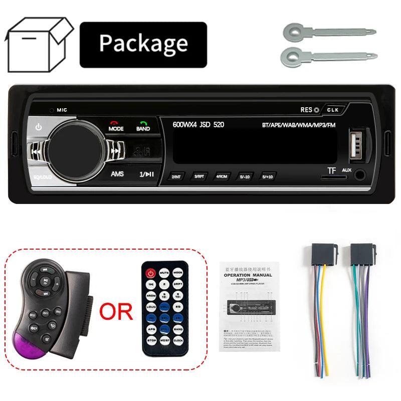 Rádio do carro 1 din estéreo player digital bluetooth carro mp3 player 60wx4 fm rádio estéreo áudio música usb/sd com entrada aux no painel - Carlos Ofertas